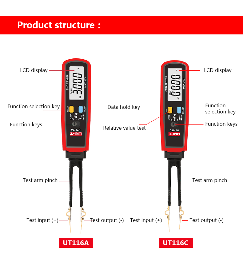 UT116A UT116C Digital Tweezers - Smd Tweezer Set review and price